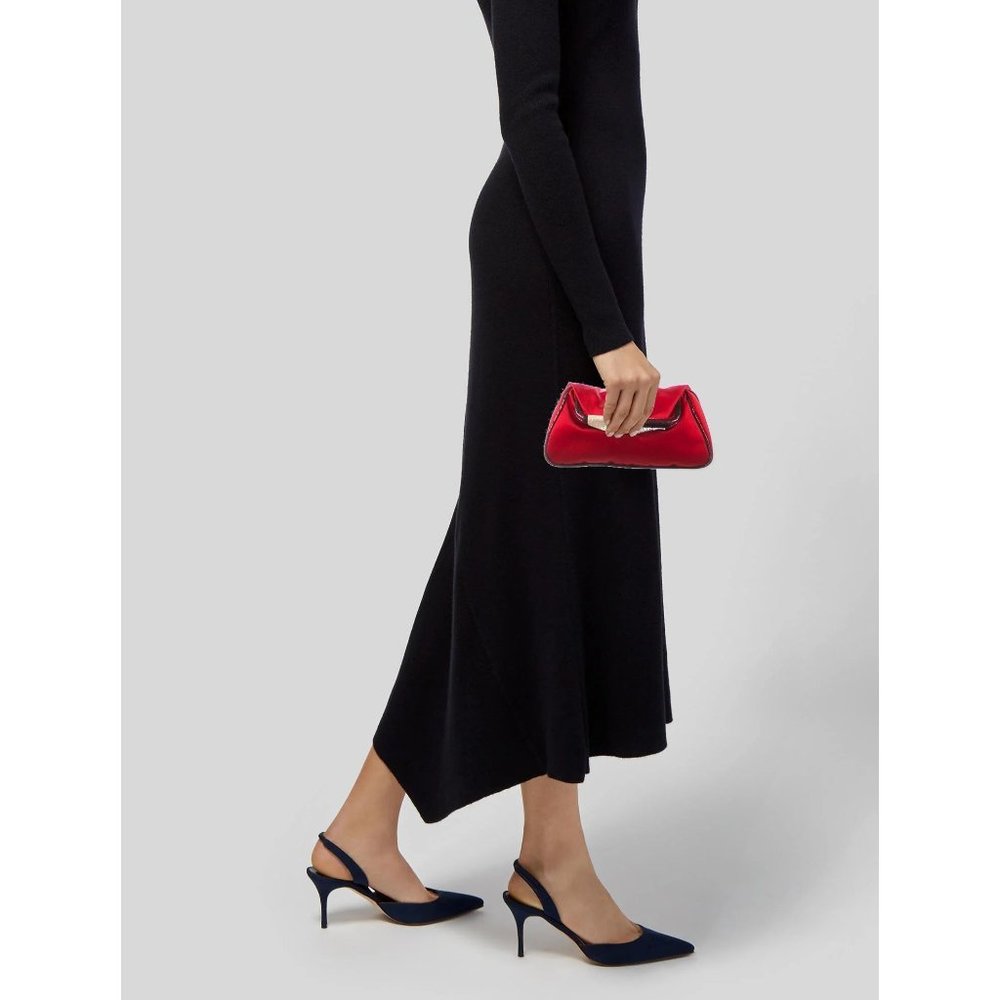 Red Satin & Python Fendi Borderline Frame Clutch … - image 3